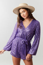 Purple Sequin Wrap Romper