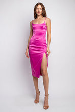Fuchsia Corset Satin Midi Dress