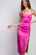 Fuchsia Corset Satin Midi Dress