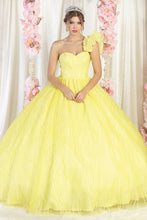 Yellow One Shoulder Glitter Print Sweetheart Ball Gown