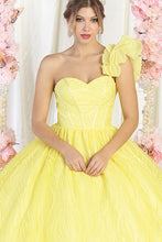 Yellow One Shoulder Glitter Print Sweetheart Ball Gown