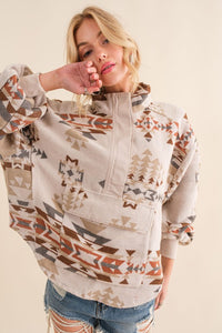 Taupe Exclusive Aztec Western Pullover