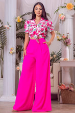 Hot Pink Multi Printed top and solid pants set
