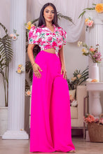 Hot Pink Multi Printed top and solid pants set