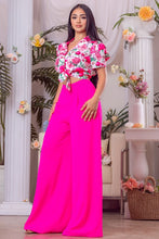 Hot Pink Multi Printed top and solid pants set