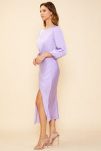 Lilac Midi Sleeve Front Slit Dress