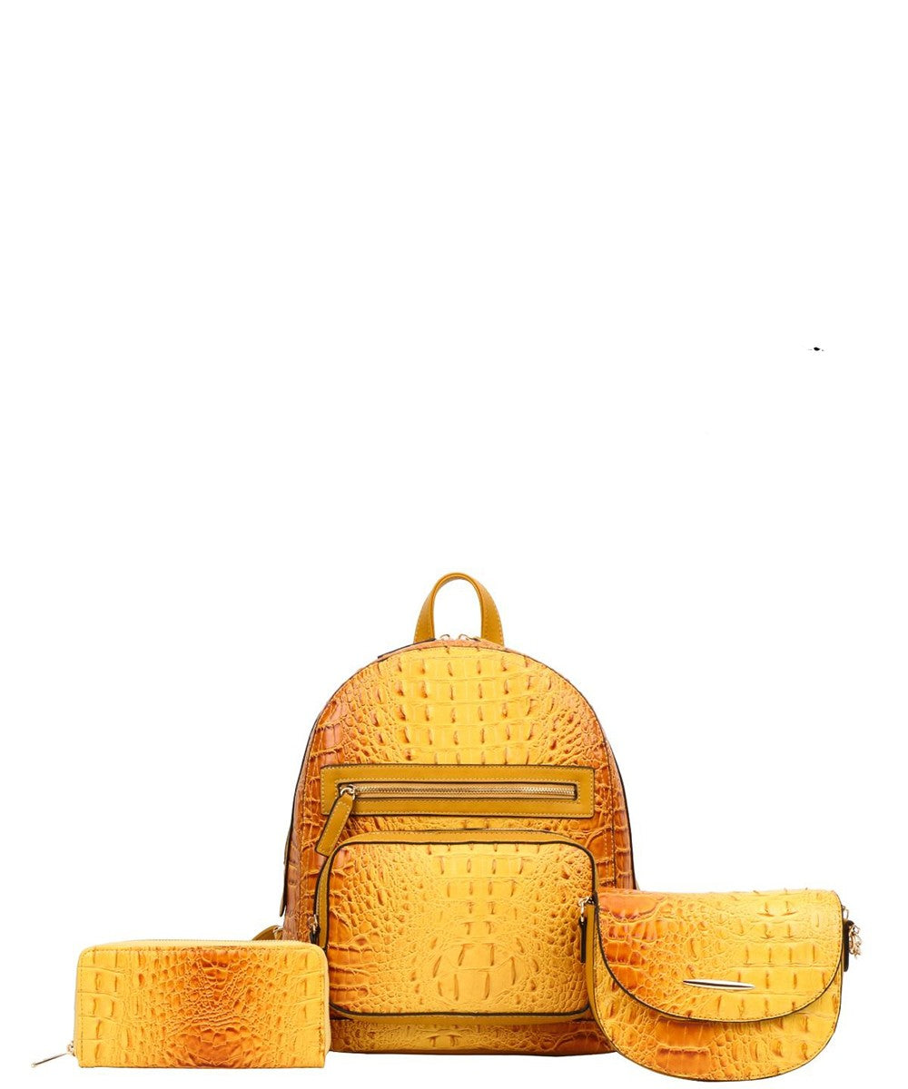 Mustard 3in1 Ostrich Croc Backpack