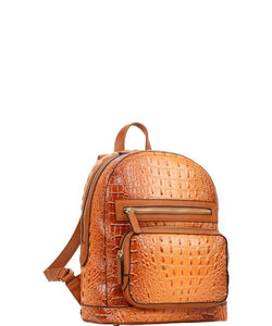 Brown 3in1 Ostrich Croc Backpack