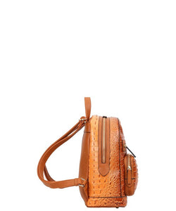 Brown 3in1 Ostrich Croc Backpack