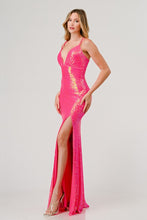 Fuchsia Sequin V-Neck Crossed Back Mermaid Maxi Dress