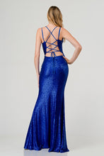 Royal Sequin V-Neck Crossed Back Mermaid Maxi Dress
