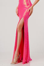 Fuchsia Sequin V-Neck Crossed Back Mermaid Maxi Dress