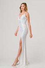 White Sequin V-Neck Crossed Back Mermaid Maxi Dress