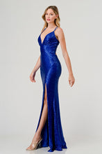 Royal Sequin V-Neck Crossed Back Mermaid Maxi Dress