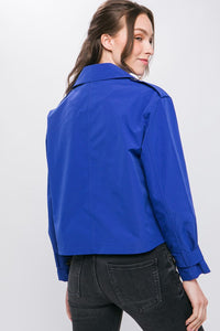 Royal Cropped Trench Jacket with Belt Sleeve Detail