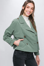 Grass Green Cropped Trench Jacket with Belt Sleeve Detail