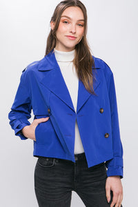 Royal Cropped Trench Jacket with Belt Sleeve Detail