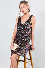 Multi V-Neck Sleeveless Multi Sequin Mini Dress