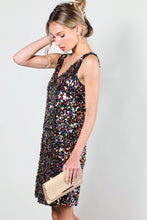 Multi V-Neck Sleeveless Multi Sequin Mini Dress