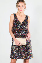 Multi V-Neck Sleeveless Multi Sequin Mini Dress