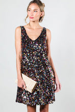 Multi V-Neck Sleeveless Multi Sequin Mini Dress