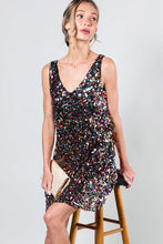 Multi V-Neck Sleeveless Multi Sequin Mini Dress