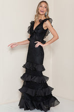 Black Ruffle Layered Maxi Dress