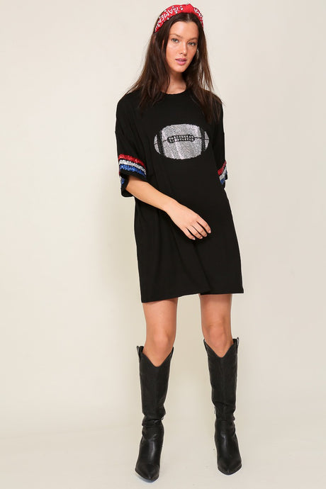 Black Over Sized Game Day Football Top