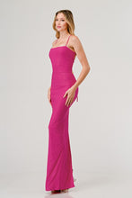 Fuchsia Glitter Crossed Back Maxi Dress