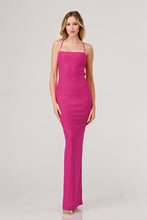 Fuchsia Glitter Crossed Back Maxi Dress