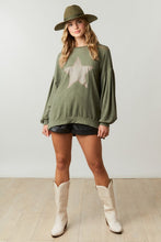 Studded Star Patch Knit Sweatshirt