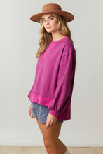 Plum French Terry/Rib Mixed Loose Fit Pullover
