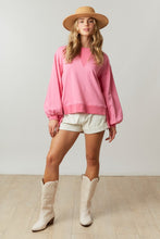 Pink French Terry/Rib Mixed Loose Fit Pullover