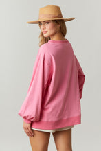 Pink French Terry/Rib Mixed Loose Fit Pullover