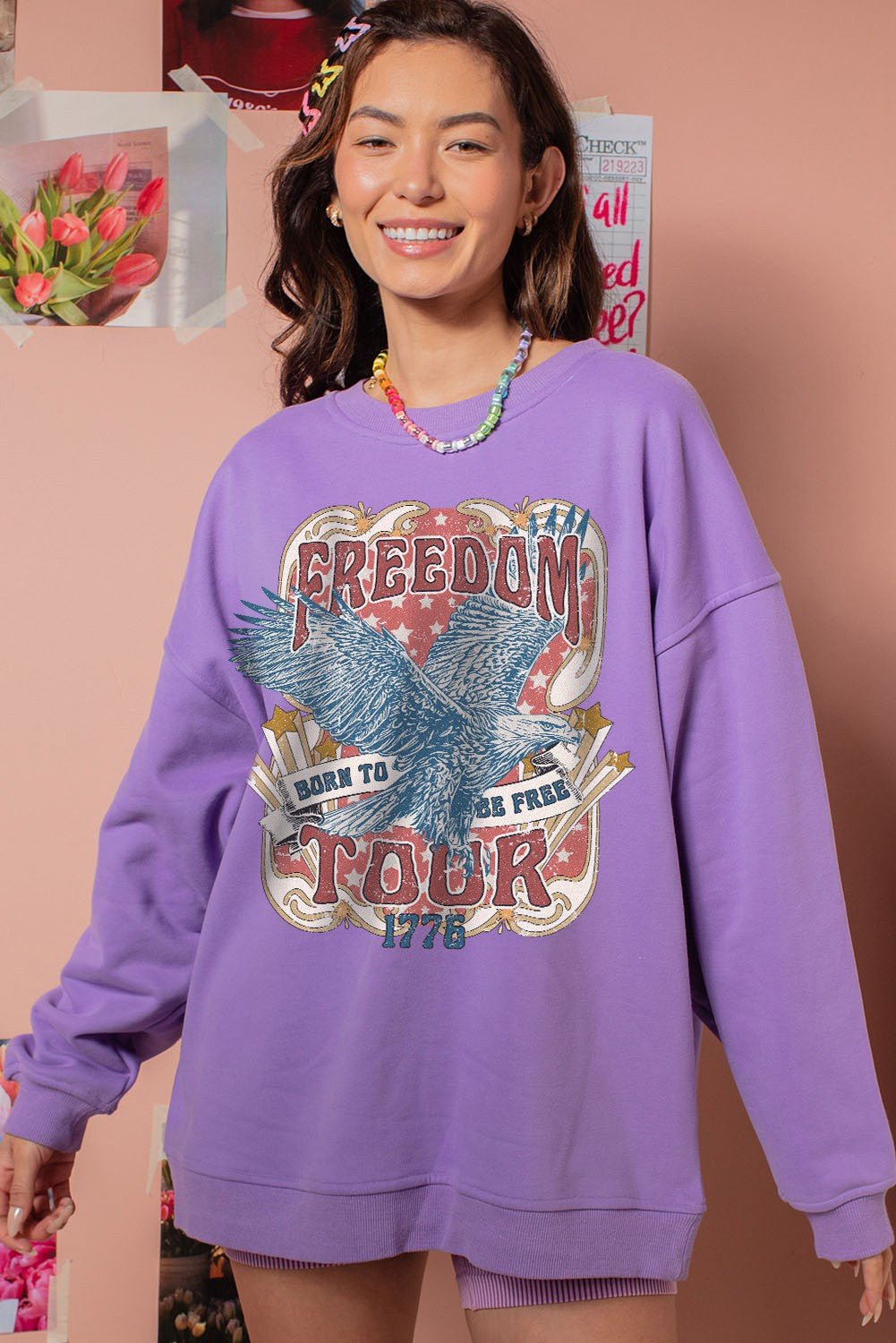 Violet Freedom Tour Washed Fleece Oversized Sweatshirts