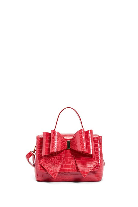 Red Vegan Bow Leather Tote/Crossbody Bag