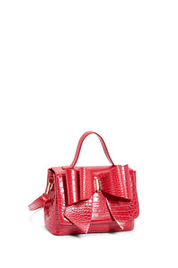 Red Vegan Bow Leather Tote/Crossbody Bag