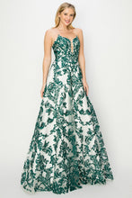 Emerald Embroidery A Line Dress
