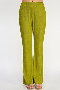 Citron Plisse Fitted Flare Knit Pants