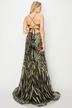 Black/Gold Embroidery/Glitter Illusion Top Sheath Dress