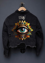 Black Unity Eye Crop Denim Jacket