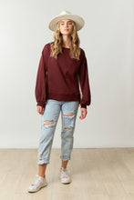Burgundy Multi Color Block French Terry Pullover