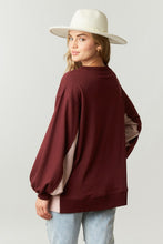 Burgundy Multi Color Block French Terry Pullover