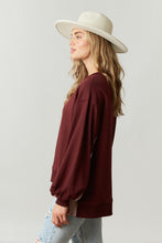 Burgundy Multi Color Block French Terry Pullover