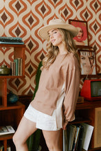 Camel Multi Color Block French Terry Pullover