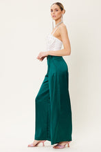 Deep Green Satin Wide Leg Trousers