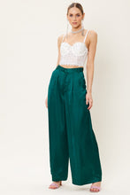 Deep Green Satin Wide Leg Trousers