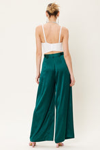 Deep Green Satin Wide Leg Trousers