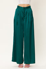 Deep Green Satin Wide Leg Trousers