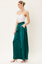 Deep Green Satin Wide Leg Trousers